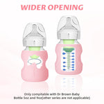 3 Pack Silicone Sleeve for Dr. Brown Wide-Neck Bottle 5 oz, Anti Breakage Bottle Holder for Baby with Tree-Shaped Cutout Design-BPA Free(White+Pink+Purple)