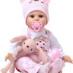 Reborn Baby Dolls Girl - 22 Inch Realistic Silicone Baby Doll, Real Life Bebe Dolls Lifelike Handmade Soft Vinyl & Cloth Body with Feeding Kit & Toys Gifts for Kids 3+ (Lucia)