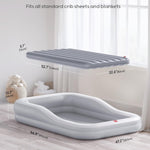 QPAU Inflatable Toddler Travel Bed with Tent, Baby Crib Tent, Portable Kids Air Mattress with Safety Bumpers, Ideal for Home, Grandma's, Camping, Traveling -Includes Fast Electric Pump
