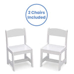 Delta Children MySize Kids Wood Table and Chair Set (2 Chairs Included) - Ideal for Arts & Crafts, Snack Time, & More - Greenguard Gold Certified, Bianca White, 3 Piece Set