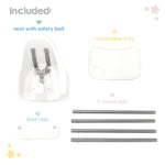 Regalo Baby Basics® High Chair for Babies and Toddlers, Baby High Chair with Removable Oversized Tray & Cup Holder, 5-Point Harness, Easy to Clean Toddler High Chair, White