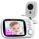 Baby monitor with digital display showing a baby's face, on a white background