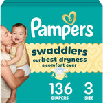 Pampers Swaddlers Diapers, Size 5 (20-37 lbs), 132 Count, Absorbent, Keeps Baby Dry and Comfortable, Skin Safe Disposable Baby Diaper (Packaging May Vary)