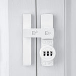 INIRET White 180 Degree Barn Door Lock,Mechanical Password Lock,Flip Latch with Combination,3 Digit Password Keyless,Protect Privacy,for Barn Door,Windows,Garden,Cabinets,Bathroom,and Sliding Door