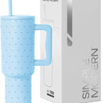 Simple Modern 40 oz Trek Tumbler with Handle and Straw Lid | Cup Holder Friendly Insulated Stainless Steel Travel Mug | Almond Birch