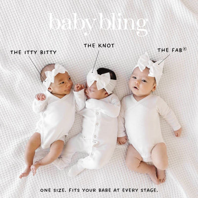 Baby Bling Bows Newborn to Little Girls Hair Bow - FAB-BOW-LOUS Headbands Toddlers Hair Accessories, Made in the USA, One Size (3 Pack - mushroom, ivory, petal)