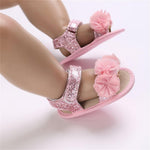Baby Flower Sandals Girls PU Leather Summer Shoes First Walking Shoes Breathable Beach Sandals Soft Soles Non-Slip Shoes Prewalkers
