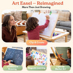Mama Bear Educational Montessori Sensory Table & Art Easel for Kids & Toddlers | Folding Extendable Legs & Storage Bins, Magnetic Boards & Tiles, Light Box Included | Space-Saving Indoor/Outdoor Play
