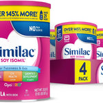Similac Soy Isomil Infant Formula, for Fussiness & Gas, Plant-Based Protein, Baby Formula Powder, 30.8-oz Value Can, Pack of 4