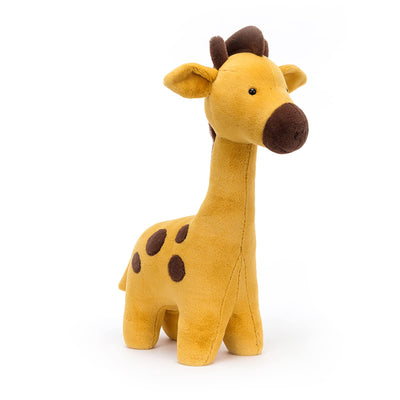 Plush giraffe toy on a white background