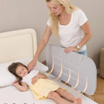 Grelife 33" Portable Travel Bed Rail for Toddlers (Compact), Fast Install, Adjustable Height, Tall Toddler Bed Rails for Crib, Single, Twin Bed, Foldable Baby Bed Rail Guard for Box, Flat Bed