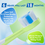 Kids Electric Toothbrushes Toddlers Rechargeable, 6 Heads, Ages 2-12, Blue