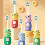 SHEWOQISU 3-Pack Children's Dinosaur Toothbrush for 0-6 Years, Ultra-Soft Bristles