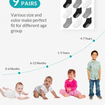 Infinno Baby Non Slip Ankle Socks with Grips, Toddlers Kids 1T-7T, 9 Pairs