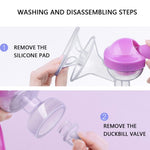 JADE KIT Manual Breast Pump - Adjustable Suction Silicone Hand Pump Breastfeeding, Small Portable Manual Breast Milk Catcher Baby Feeding Pumps & Accessories, Purple, Mother’s Day Gifts