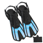 Diving fins Snorkeling Gear for Adults Snorkel fins ，Swim fins Open, Adjustable, Men, Women, Children, Swim Flippers (Blue-White, Kids (JR 1-4 ))
