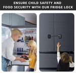 RORMGO Refrigerator Lock 2 Packs, Fridge Lock with Silicone Wire Protection Fridge Locks for Kids Easy to Use and Install Cabinet Locks with Key, Black