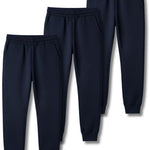 3 Pack Boys Lightweight Jogger Pants, Youth Athletic Sweatpants, Kids Toddlers Clothes Apparel (Set 7, Small) Navy
