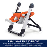 Peg Perego Siesta, Grow with Baby Folding High Chair & Recliner, Height Adjustable, Quick Clean & Easy Push Wheels for Babies & Toddlers, Made in Italy, Astral (Beige)