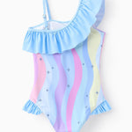 Disney Stitch Girls Swimsuits Lilo & Stitch Ruffle One Piece Bathing Suits Sport Summer Beach UPF 50 Swimwear Blue Quick Dry for Kids Girls Size 3T