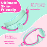 Vvinca 2 Pcs Kids-Swim-Goggles with Nose Cover, Swimming Diving Mask Wide View Anti Fog UV Anti Shattered Lens for Kids 3-6