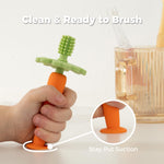 Papablic Baby Toothbrush Teether, 360° Carrot Toothbrush Teething Toy with Suction Base, Easter Gift Travel Essentials for Toddler Infants 6-12 Months
