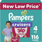 Pampers Diapers - Cruisers 360 - Size 5, 128 Count, Babyproof up to 100% Leakproof Pull-On Diaper