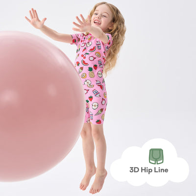 pureborn Baby Viscose From Bamboo Pajamas Set Pjs - Little Girl Short Sleeve Snug Fit Soft Sleepwear 2pcs Fruit Ice Cream 12-18 Months