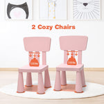 Costzon Kids Table and Chairs, 3 Piece Plastic Easy Clean Children Activity Desk for Reading, Drawing, Snack Time, Arts Crafts, Preschool, Kindergarten & Playroom, Toddler Table and Chair Set (Pink)