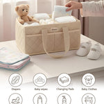 Diaper Caddy Organizer For Changing Table,Dutch Velvet Baby Diaper Caddy With 3 Removable Compartments &4 Side Pockets,Portable Diaper Basket For Car Organizer,Nursery Organizer For Essential Supplies