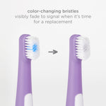 Ubbi Toddler Training Toothbrush Set, Soft Bristled & Gentle Manual Toothbrushes for Baby, Green Zest & Smoothie Purple