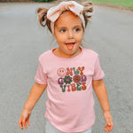 Only Good Vibes Retro Kids Toddler Baby Girls Short Sleeve T-Shirt Top(Good Vibes,2T)