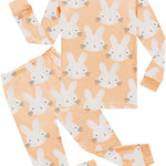 DDSOL Pajamas Baby Girls Long Sleeve Sleepwear Spring Winter Jammies Toddler Bunny Yellow Pjs Set 2T 3T