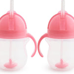 Munchkin Any Angle Sippy Cup for Toddlers, Spill Proof Weighted Straw Cup with Transition Handles for Babies 6 Months and Up, 7 Ounce, Green