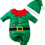 Hifot My First Christmas Baby Girl Boy Romper Newborn Clothes Long Sleeve Jumpsuit + Hat Infant Outfits Set