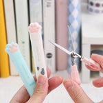 Pink Kawaii Cat Paw Scissors, Mini Portable Cute Stationery Scissors Stainless Steel Multifunctional Office Novelty Folding Art for Home School Office, Teacher Student Kids, Students