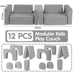 CAPAKIDS Modular Kids Play Couch, with 1000+ Assembly Options, Toddler Sofa for Bedroom Living Rooms Playroom, Ideal Gift for for Inspiring Child Creativity, Grey
