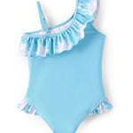 Disney Frozen Elsa Swimsuits for Girls UPF 50+ One Piece Bathing Suits Ruffle One Shoulder Summer Beach Swimwear Blue Quick Dry for Toddler Girls Size 2T