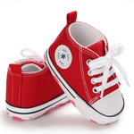 KKIIDDSS Unisex Baby Girls Boys Canvas High-top Shoes, Newborn Infant Anti-Slip Soft Sole Frist Walking Sneakers (A01/Red,6-12 Months)
