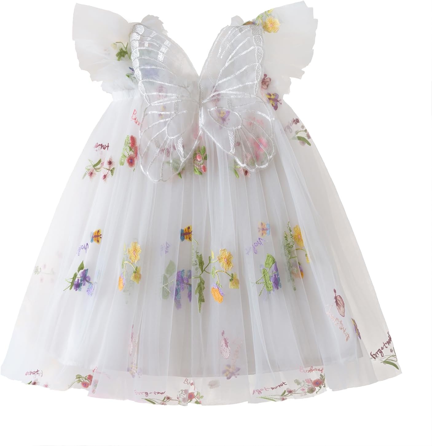 NNJXD Baby Girl Tulle Dress Casual Flower Embroidery Toddler Dresses