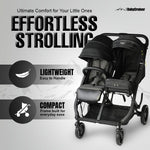BabyCruiser Double Stroller Newborn and Toddler, Swivel Wheels, One Hand Folding, Compact Size, Lightweight Twin Stroller from Birth up to 48.5 lbs per seat