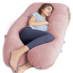 QUEEN ROSE Pregnancy Pillow, U Shaped Full Body Pillows for Sleeping Support, 60 Inch Maternity Pillow for Pregnant Women, Pink
