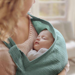 Blissful Diary Muslin Nursing Cover for Breastfeeding, Breathable Breastfeeding Cover up with Arch Neckline for Women, Nursing Apron (Roman Green)