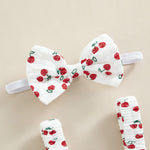 Tsseiatte Newborn Baby Girl Summer Bodysuit Print One Piece Ruffle Strap Romper Jumpsuit Cotton Playsuit with Headband (A-White Cherry, Newborn)