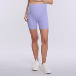 Motherhood Maternity Women's Over The Belly Ribbed Biker Pregnancy Workout Shorts, Sweet Lavender, Small