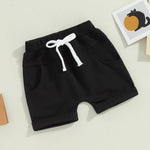 Baby Kids Boys 3 Pcs Set Summer Beach Short Trousers Casual Shorts Drawstring Pants (Black Brown Grey, 0-6 Months)