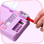 LilyBeauty Multifunction Pencil Case with Calculator, Pencil Sharpener and Curriculum, Multiple Cute Patterns, Suitable for Elementary School Girls, Boys, Great Gifts for Kids (Purple)