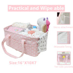 Pink Diaper Caddy Organizer for Baby Girl-Large Portable Diaper Caddy Basket for Changing Table-Diaper Organizer Caddy-Car Travel Tote Bag-Newborn Registry Baby Shower Basket for Diapers & Wipes