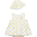 Little Me Clothes for Baby Girls' Lemons Popover and Hat, Yellow, 3 Months