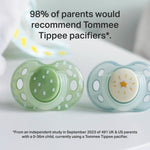 Tommee Tippee Night Time Pacifier, 18-36 Months, Symmetrical Silicone Baglet, BPA-Free Binkies, Glow in The Dark Technology, Green Rainbow, Pack of 6